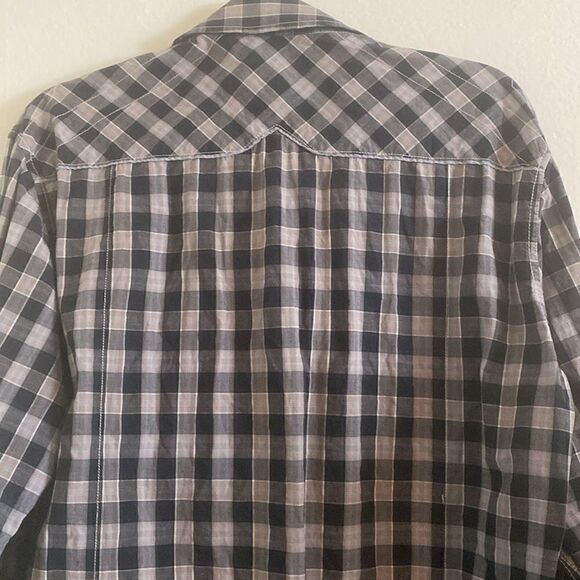 Like New 7 Diamonds Checkered Black Grey Long Sleeve Button Up Shirt - Picture 9 of 11
